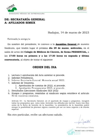 Asamblea del Sindicato Médico de Extremadura